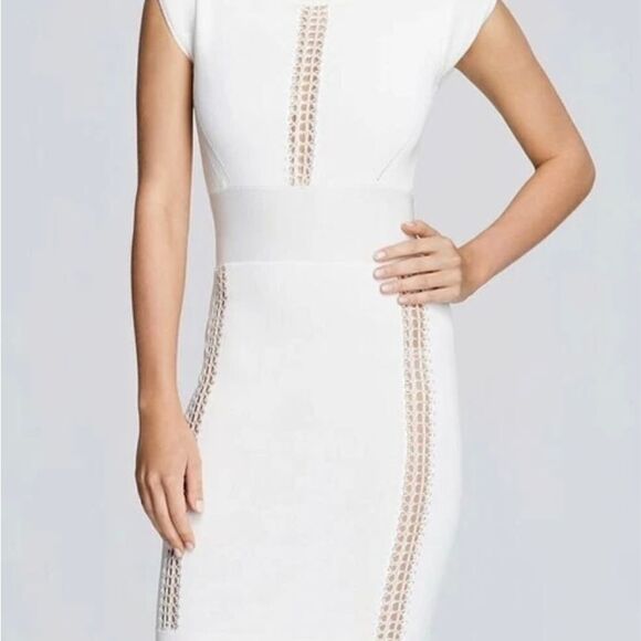 French connection women’s Cruz Danni white stretch, body con dress size 0 - Picture 1 of 6